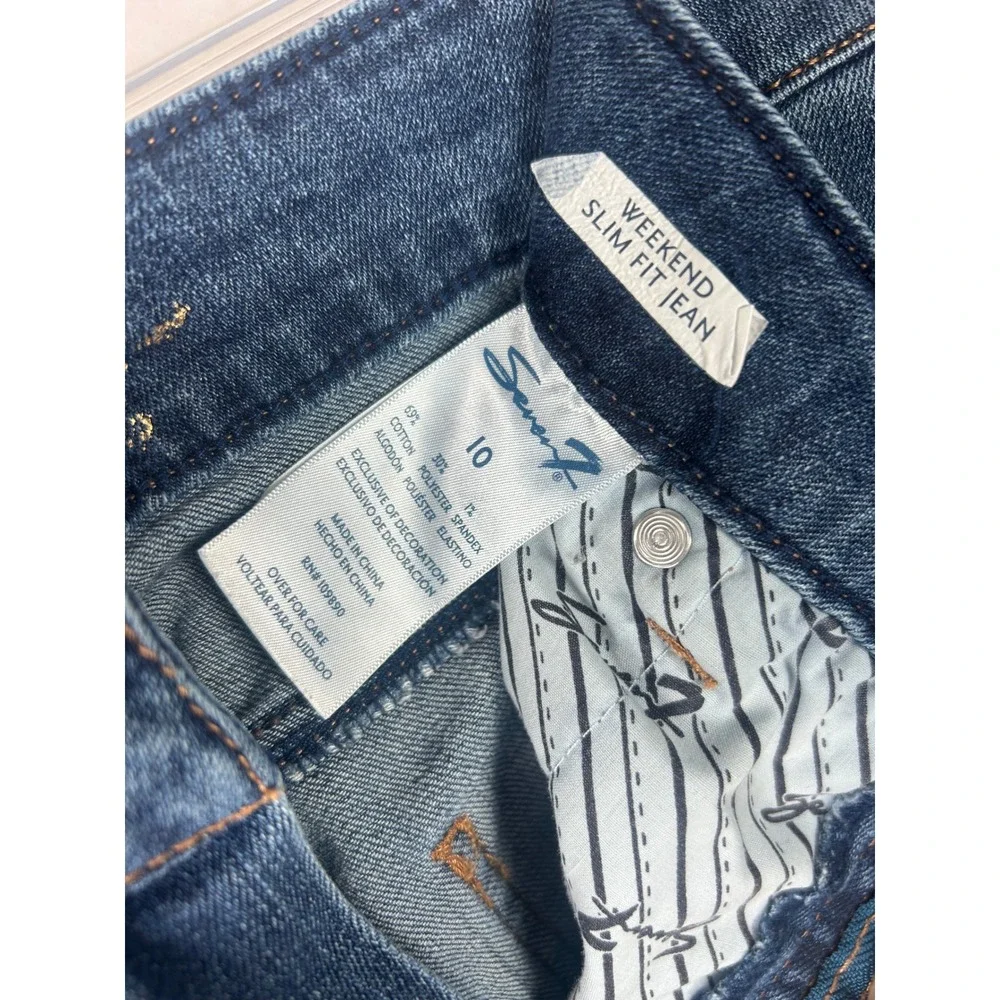 Seven7 Slim Fit Jeans Women 10 Blue Weekend Raw Hem Medium‎ Wash